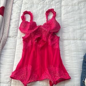 Victoria's Secret Hot Pink Lace Chemise